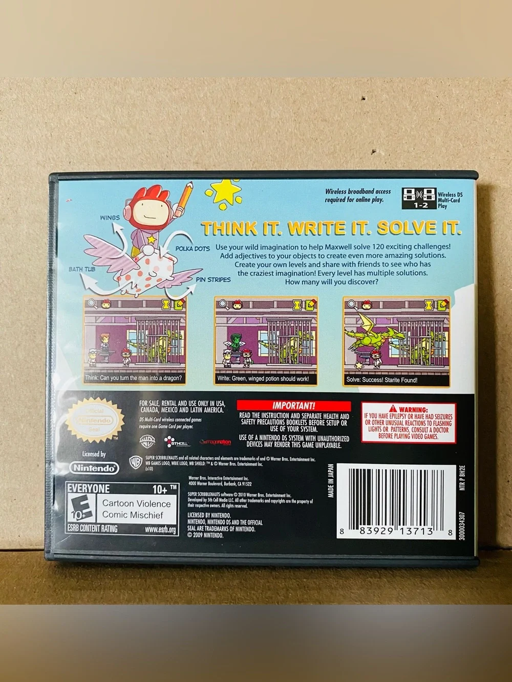Nintendo Super Scribblenauts Puzzle Adventure EUC includes box, game, pamphlet